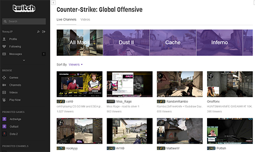 Twitchのcs Goディレクトリページにマップ プレーヤースキル 視聴者数ソート機能が追加 Negitaku Org Esports